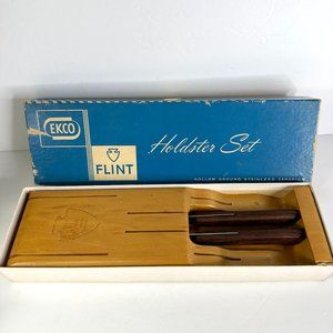 EKCO Hardwood Holder with 2 Knives Stainless Vanadium